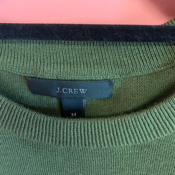 J Crew Merino Wool Army Green Crew Sweater - Picture 2 of 6